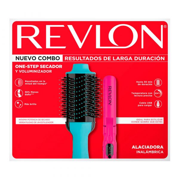 Combo one step cepillo+plancha revlon