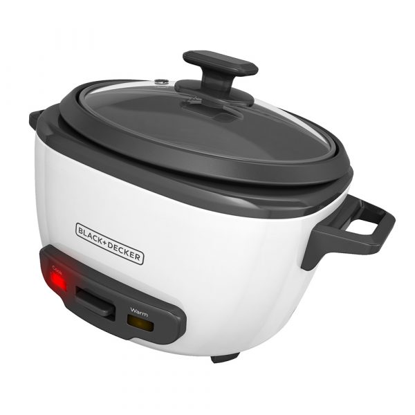 Olla arrocera black + decker 14 tazas con tapa de vidrio y vaporera rc514