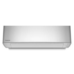 Panasonic wall-mounted indoor air conditioner unit with a sleek white silver front panel