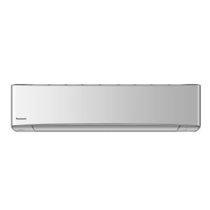 Panasonic wall-mounted indoor air conditioner unit with a sleek silver front panel.